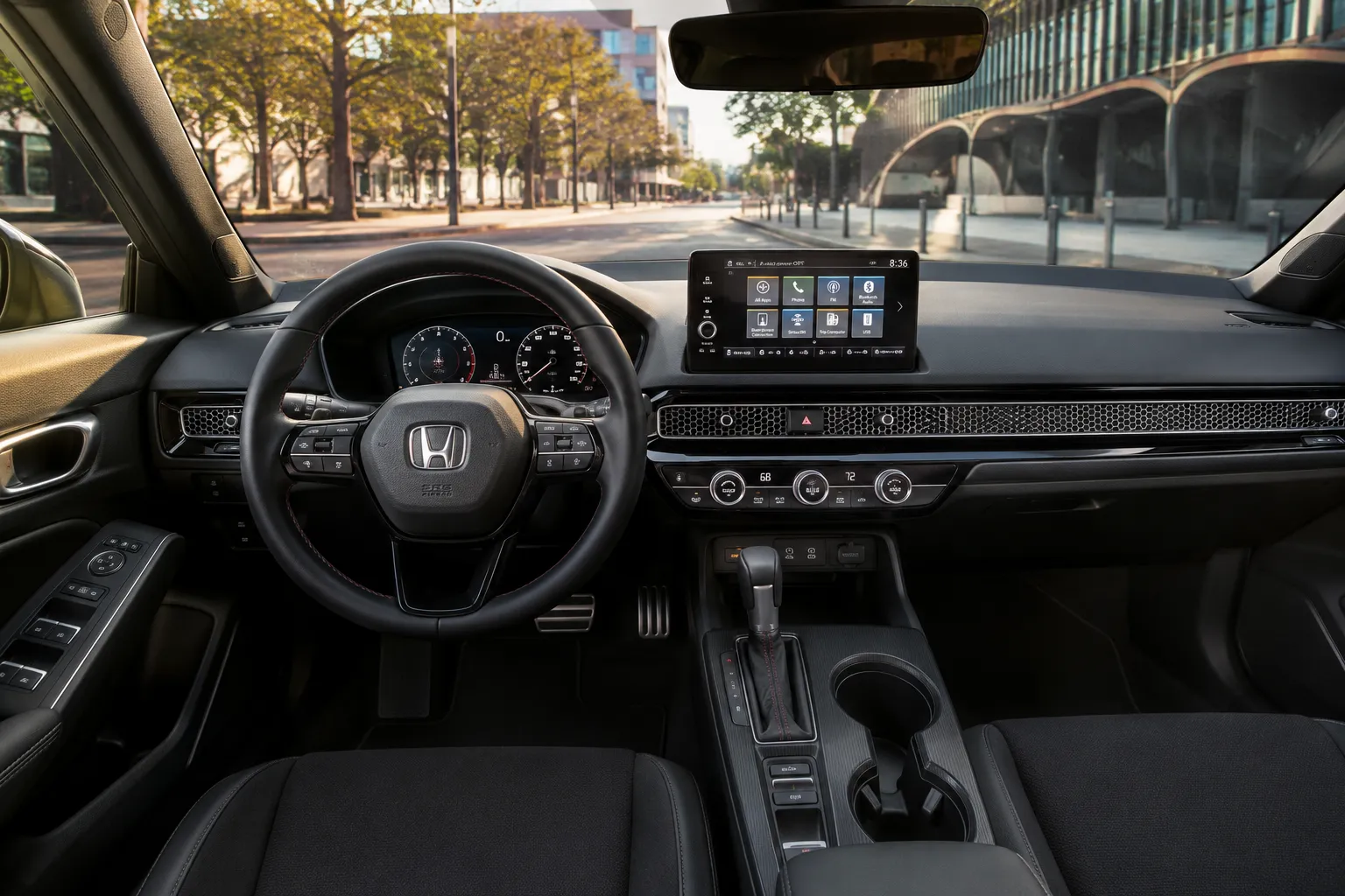 2026 Honda Civic Interior 2026 Honda Civic interior dashboard with 9-inch touchscreen, digital instrument cluster, and premium materials