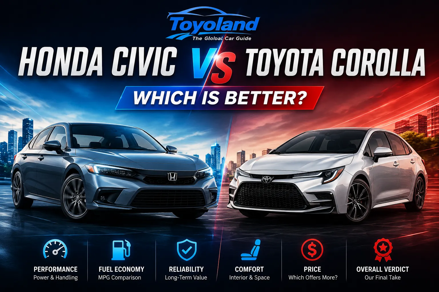 Honda Civic vs Toyota Corolla 2026 compact sedan comparison guide