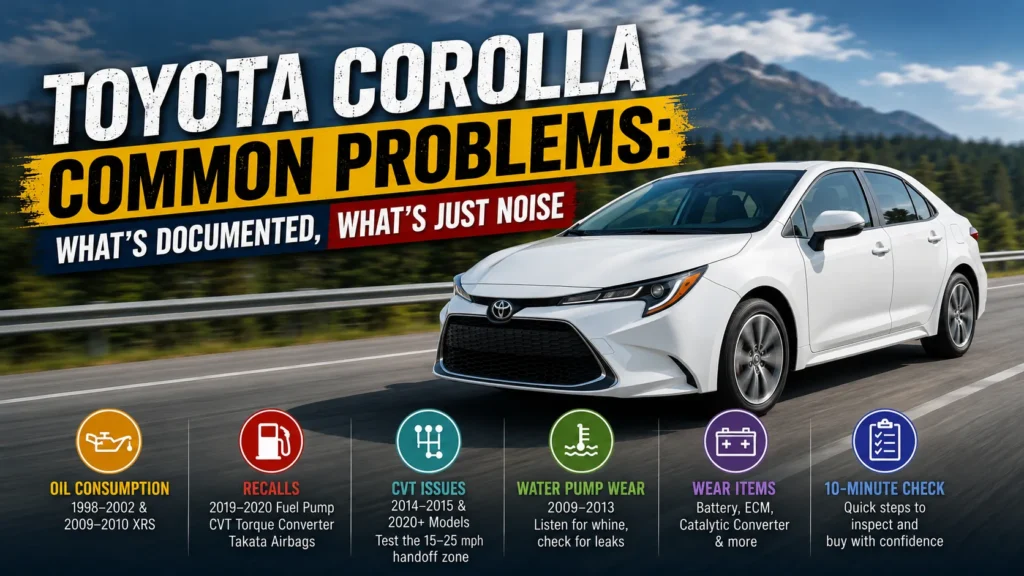 Checking the oil on a Toyota Corolla, illustrating common Corolla problems by year