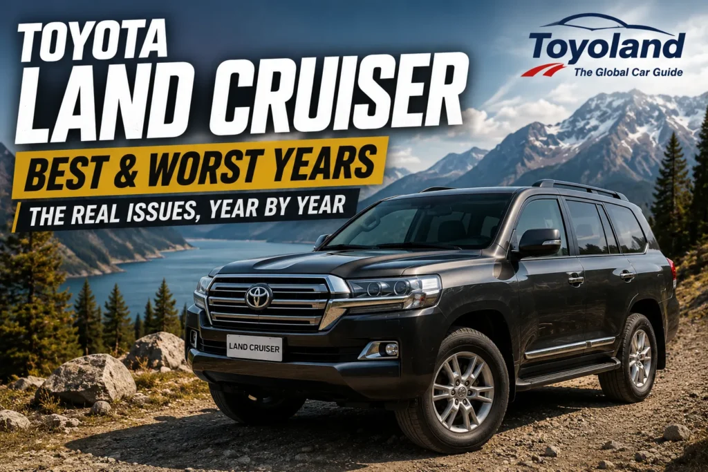 Toyota Land Cruiser 200 Series on an overlanding trail, illustrating a Land Cruiser best and worst years guide